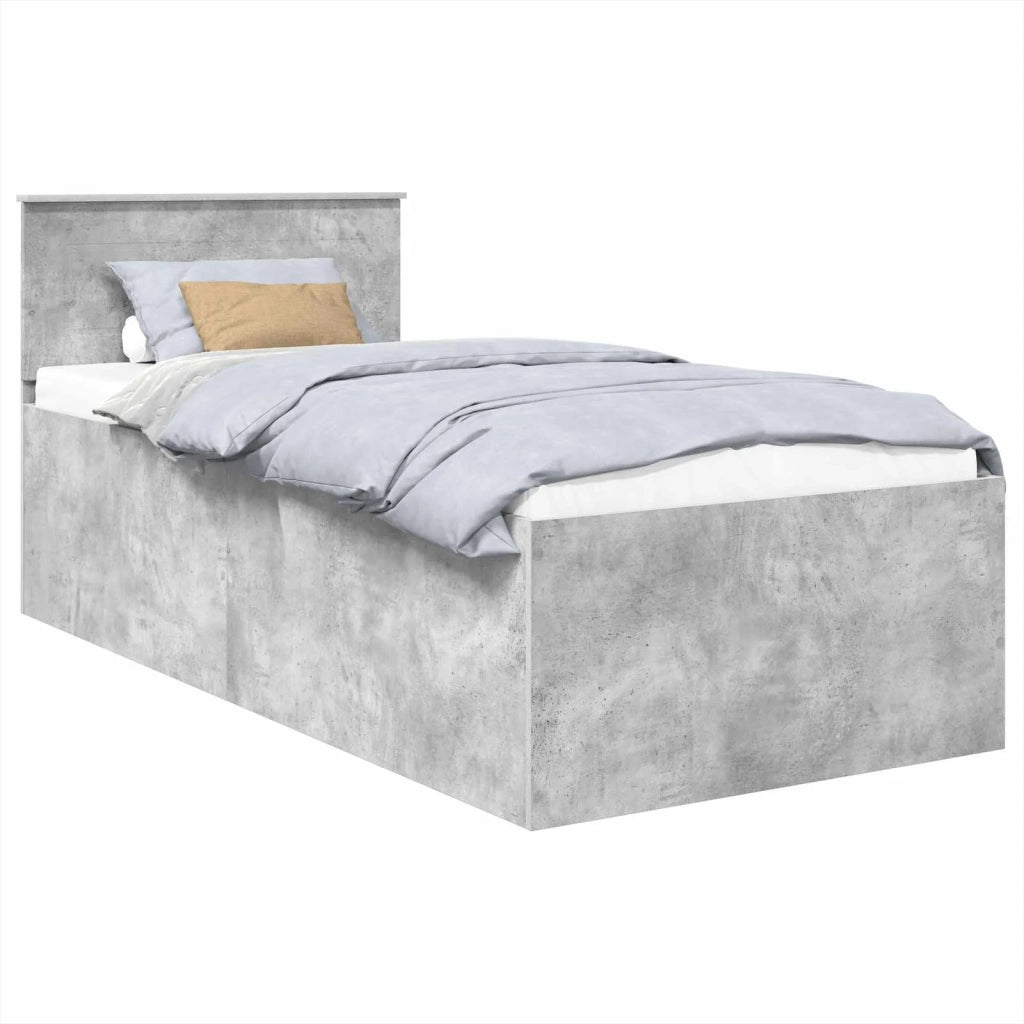 Struttura del letto con testiera Grigio cemento 75 x 190 cm