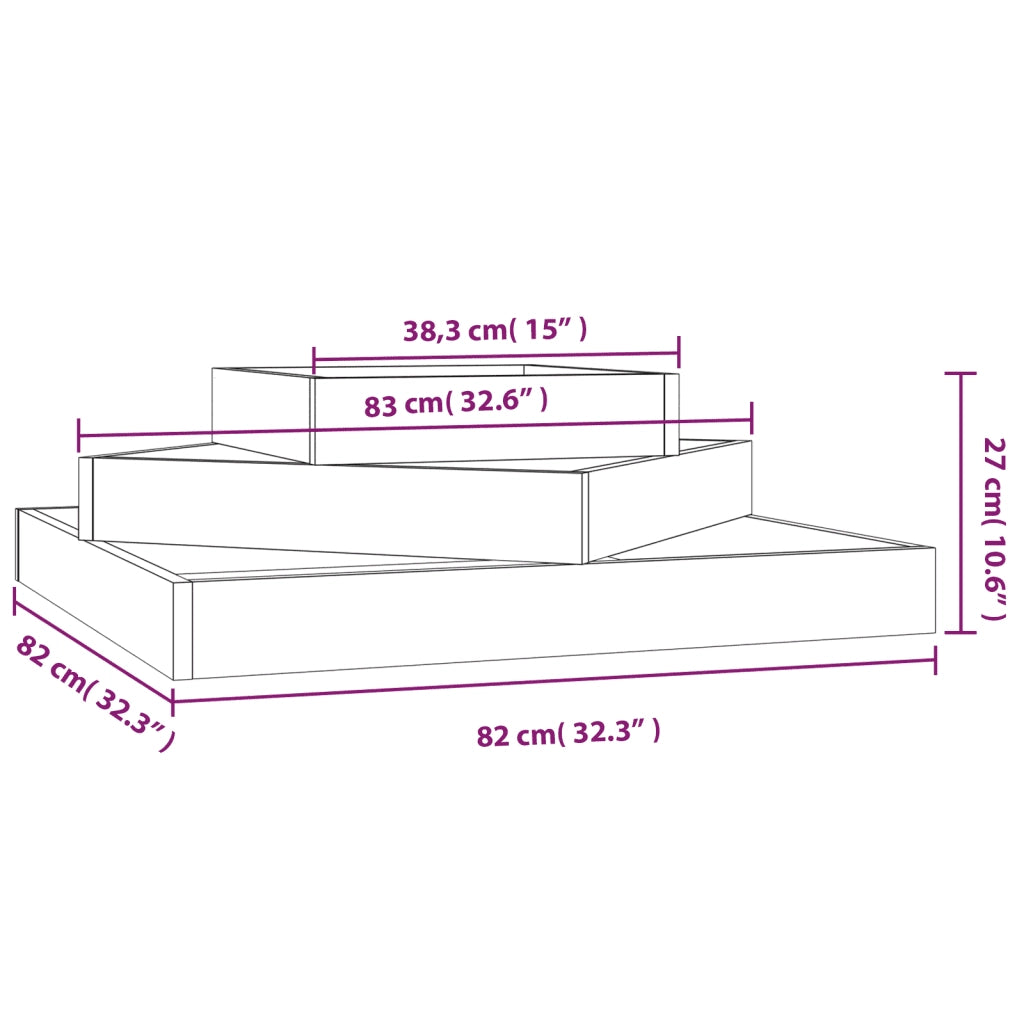 Fioriera 83x83x27 cm in Legno Massello di Pino 823878