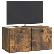 Mobile TV da Muro | Armadietto TV | Mobile Porta TV 59,5 x 31 x 30 cm Rovere Fumo