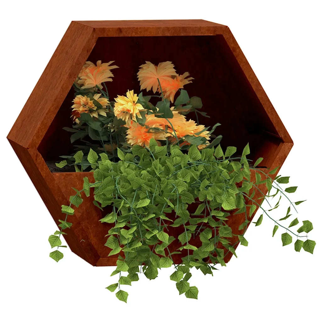 Fioriere da Parete 2 pz Ruggine in Acciaio Corten 46x10x40 cm 823685