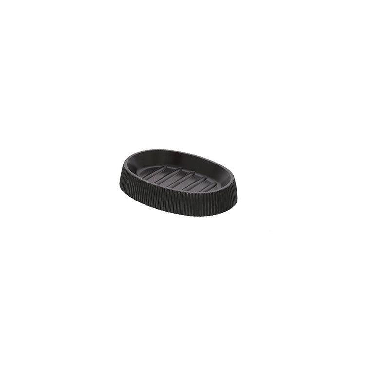 Portasapone bagno linea London nero opaco in plastica PS e ABS design moderno Feridras