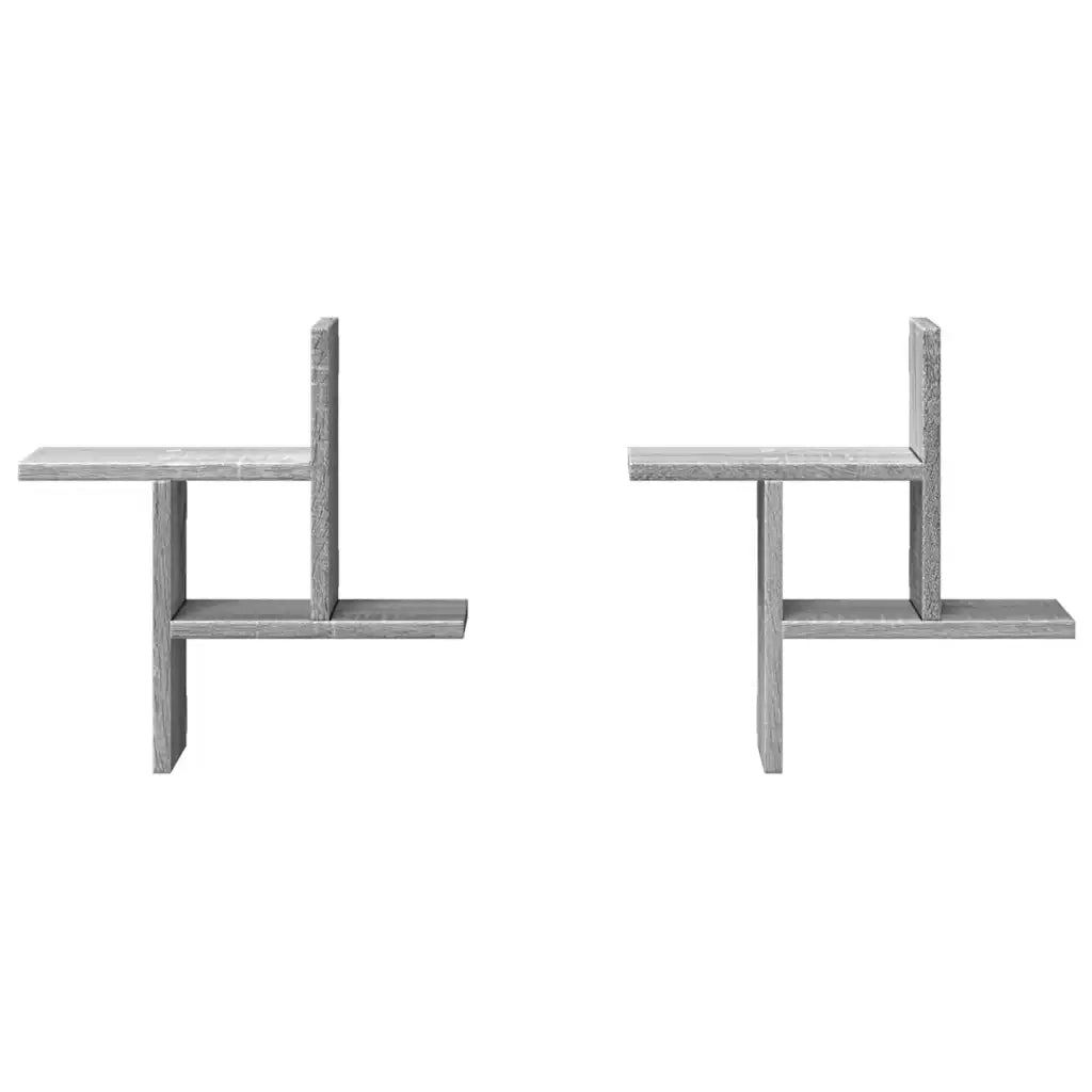 2 pz Mensole a Parete | Scaffale Parete | Ripiano a parete Grigio Sonoma 38x12x38 cm in Truciolato