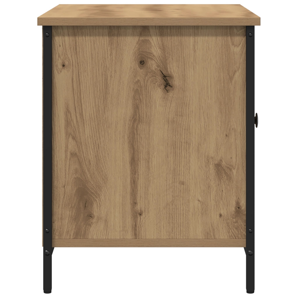Mobile TV  in rovere artigianale 80x40x50 cm in legno ingegnerizzato e acciaio