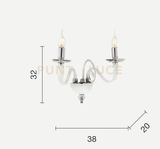 APPLIQUE DEBUSSY 2 LUCI TRASPARENTE ORO ATTACCO E14 L.38CM