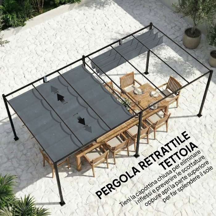 Telo per Pergola 288x298 cm con Fori di Drenaggio in Poliestere Traspirante UV30+ Grigio