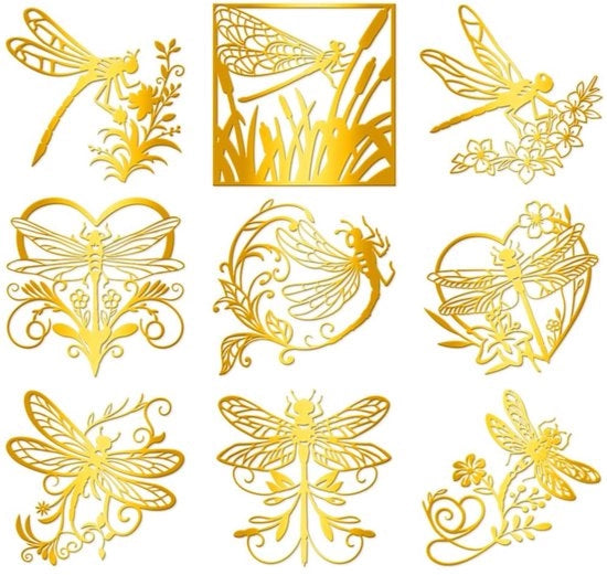 Sticker autoadesivi autoattaccanti 9 pezzi - Farfalle dorate - Impermeabili - Decorazioni per album di ricordi - Resina/Artigianato - 4 cm x 4 cm - Sticker decorativi