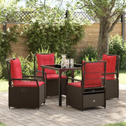 Set da Pranzo per Giardino 5 pcs Marrone polyrattan 3381045