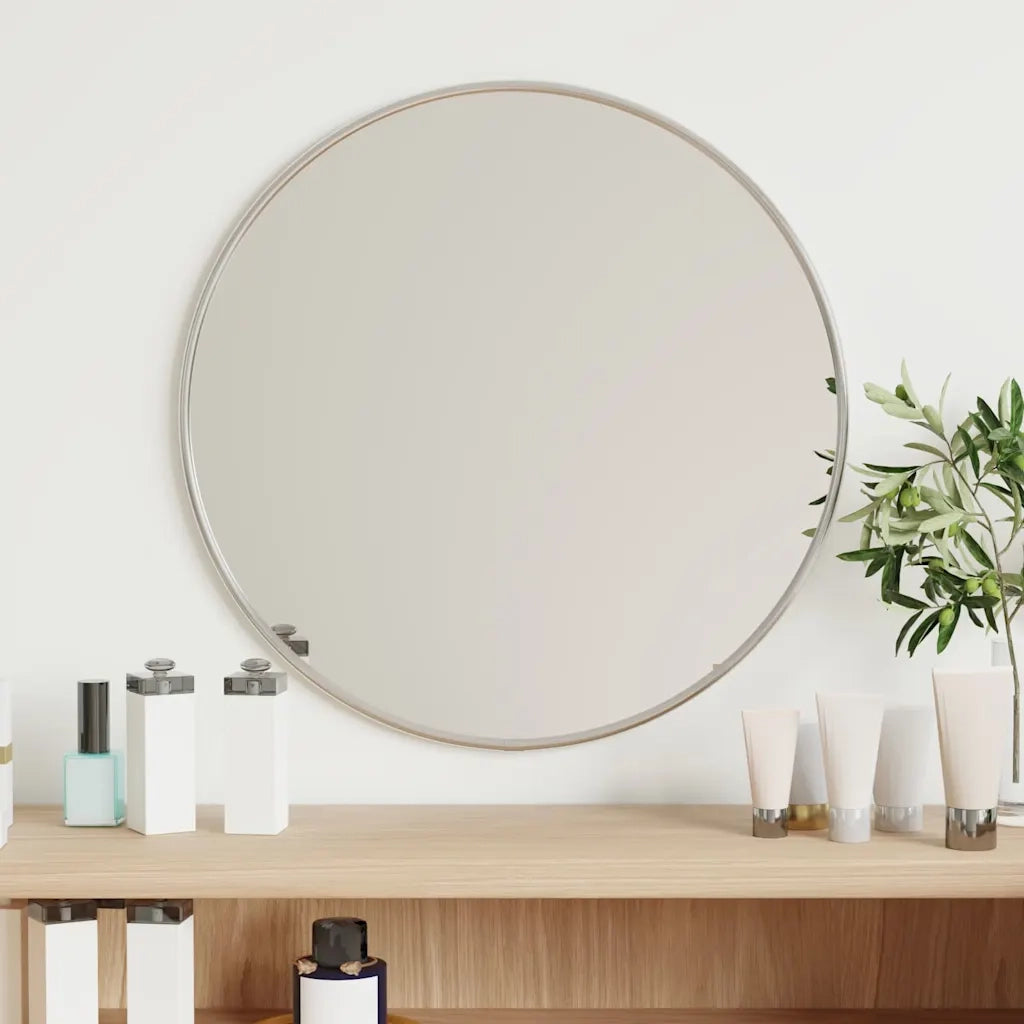 Specchio da Parete Argento Ã˜ 40 cm Rotondo