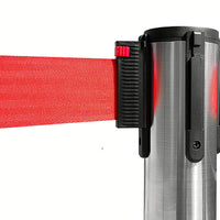 Colonnina Tendinastro 3 metri in Acciaio Inox Spazzolato Ø36x101 cm Nastro Rosso