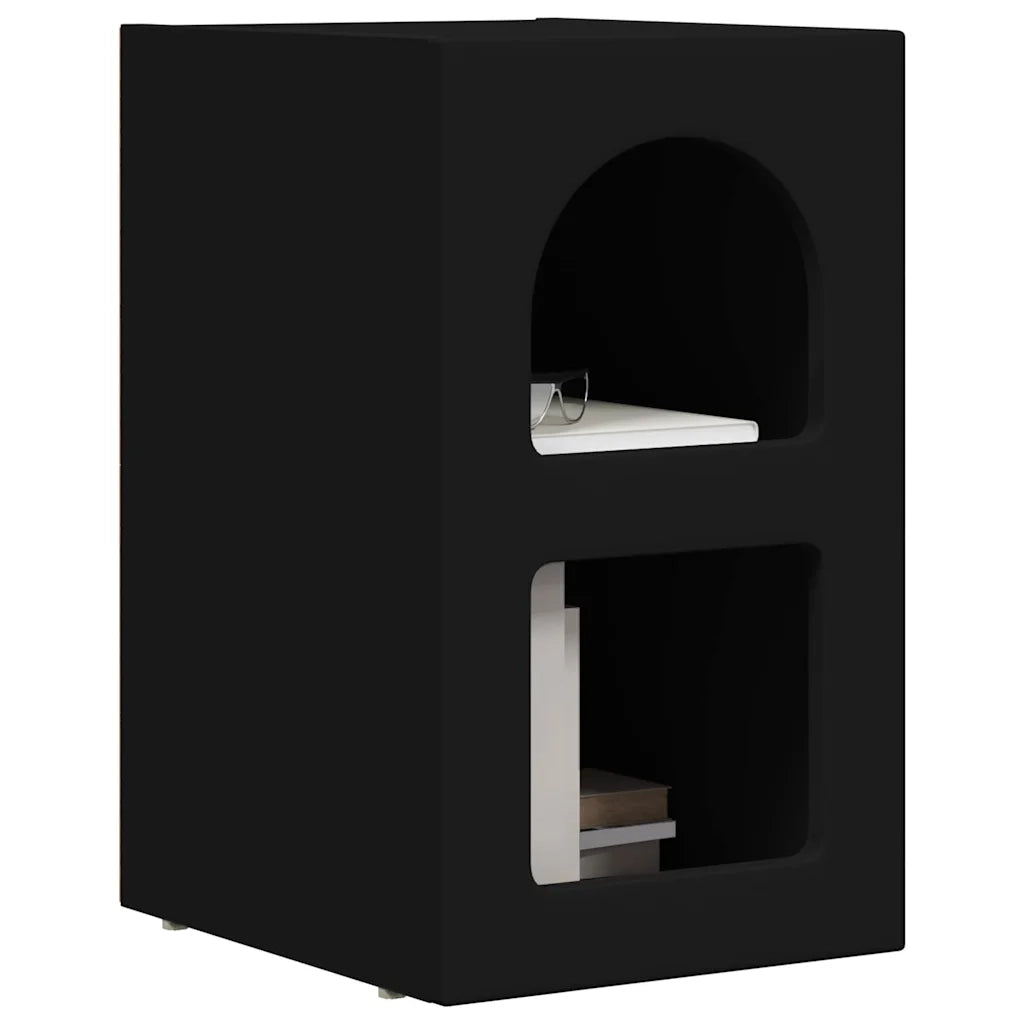 Comodino | Armadio da Notte | Mobiletto da notte Nero 29,5 x 33,5 x 50 cm Legno multistrato