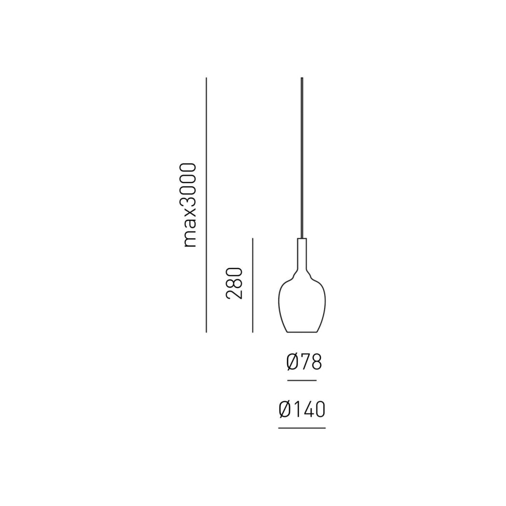Ofelia S/10 Mini Lampada a sospensione in vetro borosilicato trasparente con portalampade E27, cavo 3 metri - Gea Luce
