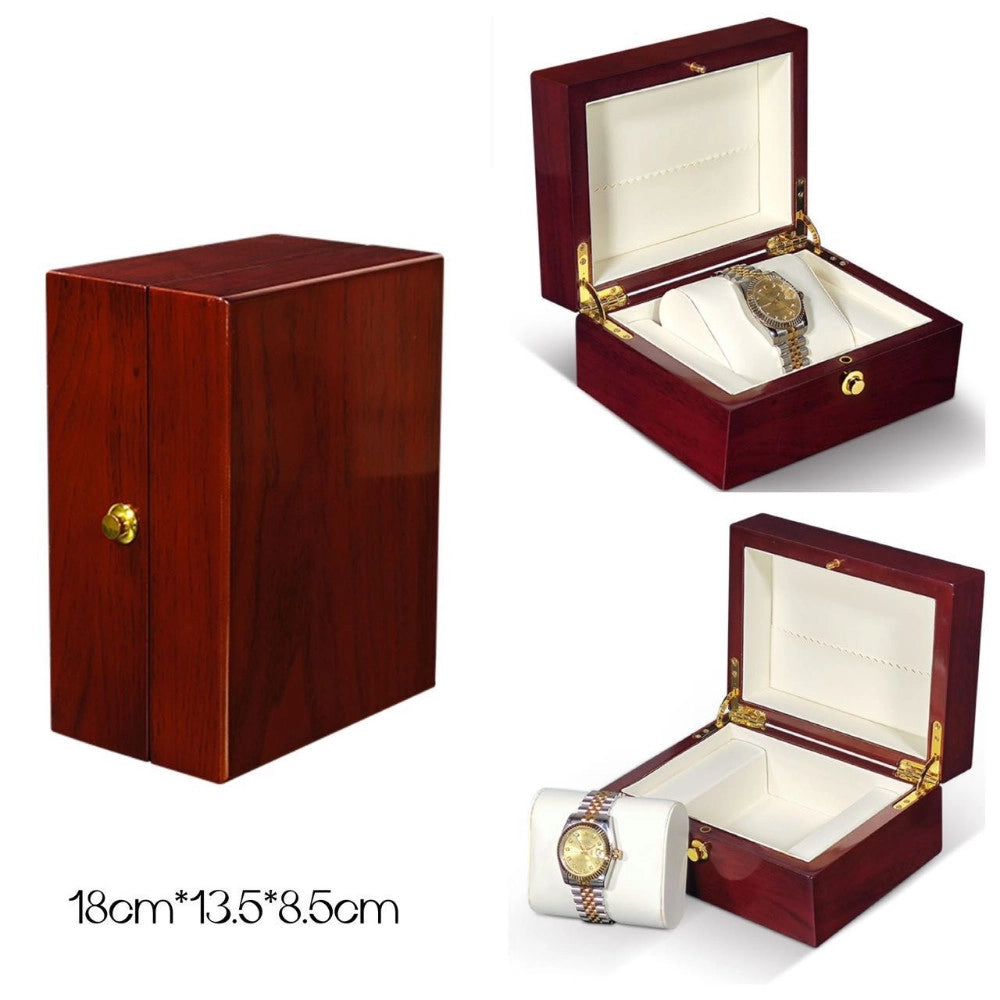 Trade Shop - Scatola Porta Orologio In Legno Luxury 18x13.5x8.5 Cm Con Interno Vellutato -