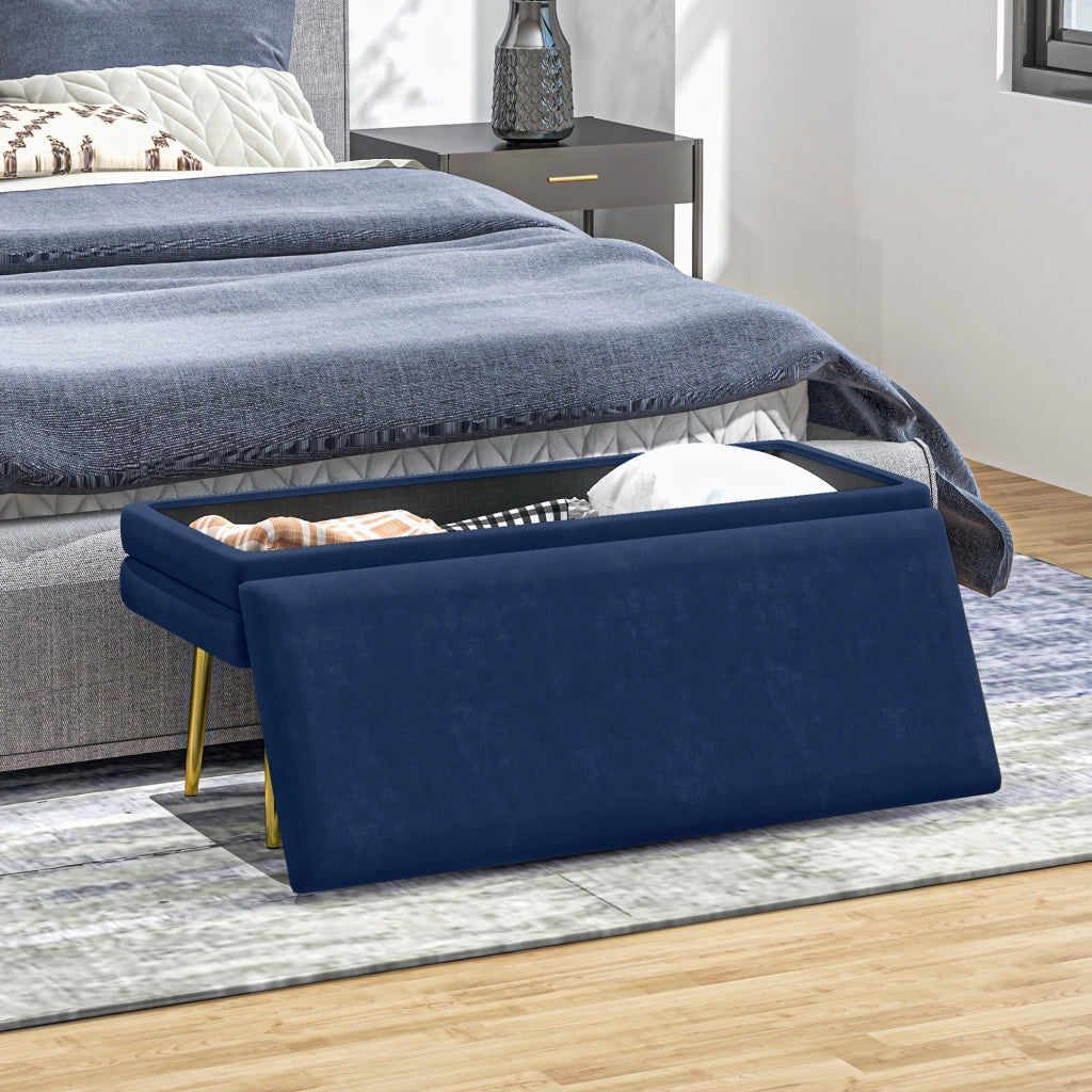 Divano a cassetti ¨C Zephmum ¨C Blu dorato 100x37.5x42 cm