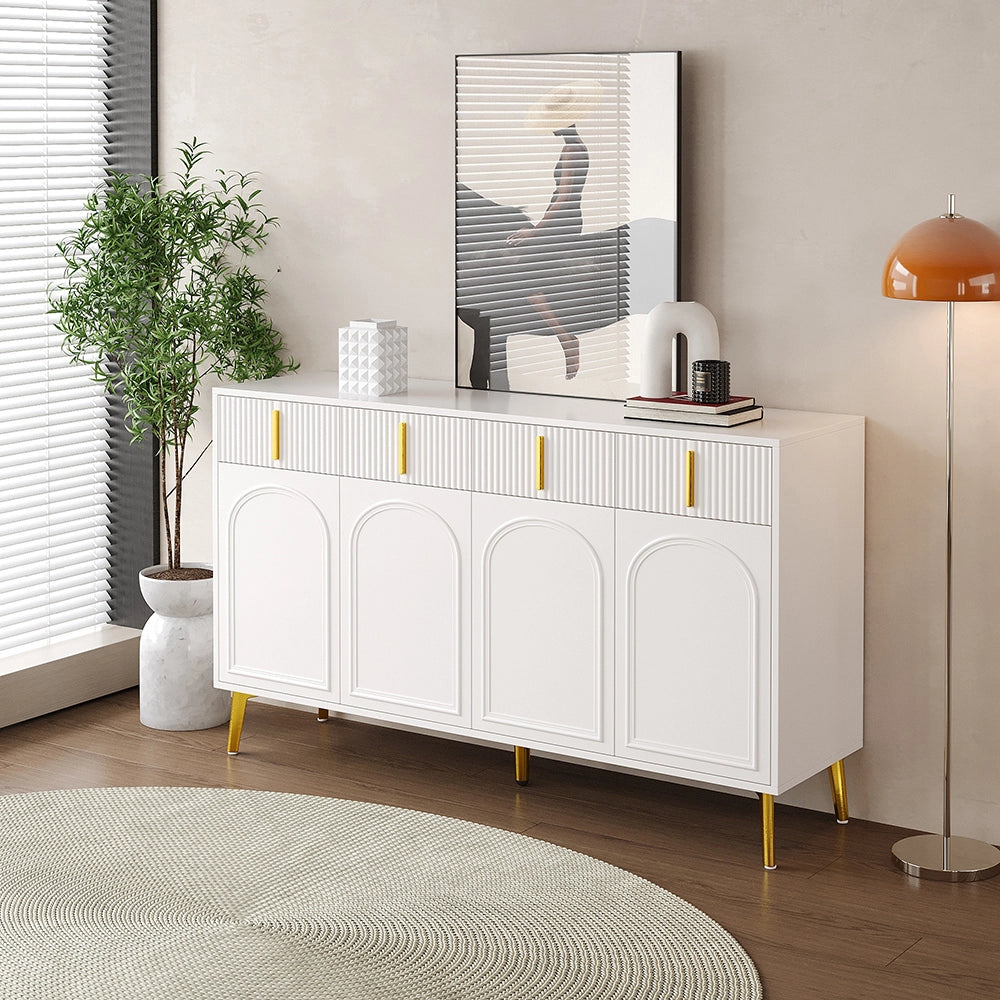 Buffet 4 porte 4 cassetti - Xylo - MDF bianco laccato