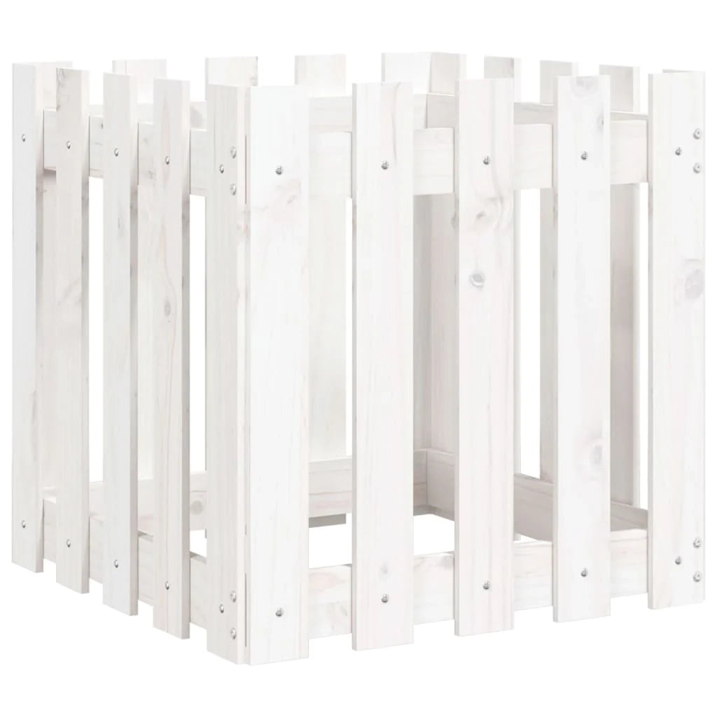 Fioriera rialzata per piante fiori terrazza giardino con design di recinzione 50 x 50 x 50 cm pino bianco massiccio 02_0038100