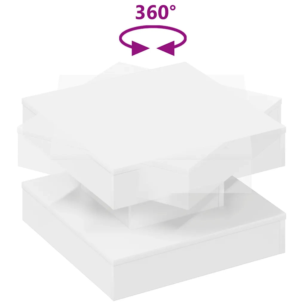 Tavolino da Caff¨¨ Girevole a 360 Gradi-Tavolino da soggiorno Bianco 50x50x34,5 cm