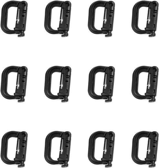 Set di Ophangriemen - Clip per Pistola - Attrezzatura per Attività All'Aperto - Costruzione in Nylon Duraturo - 12 Pezzi - Nero
