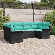 Set Divano da Giardino con archiviazione 6 pcs Nero Poly Rattan 3354175