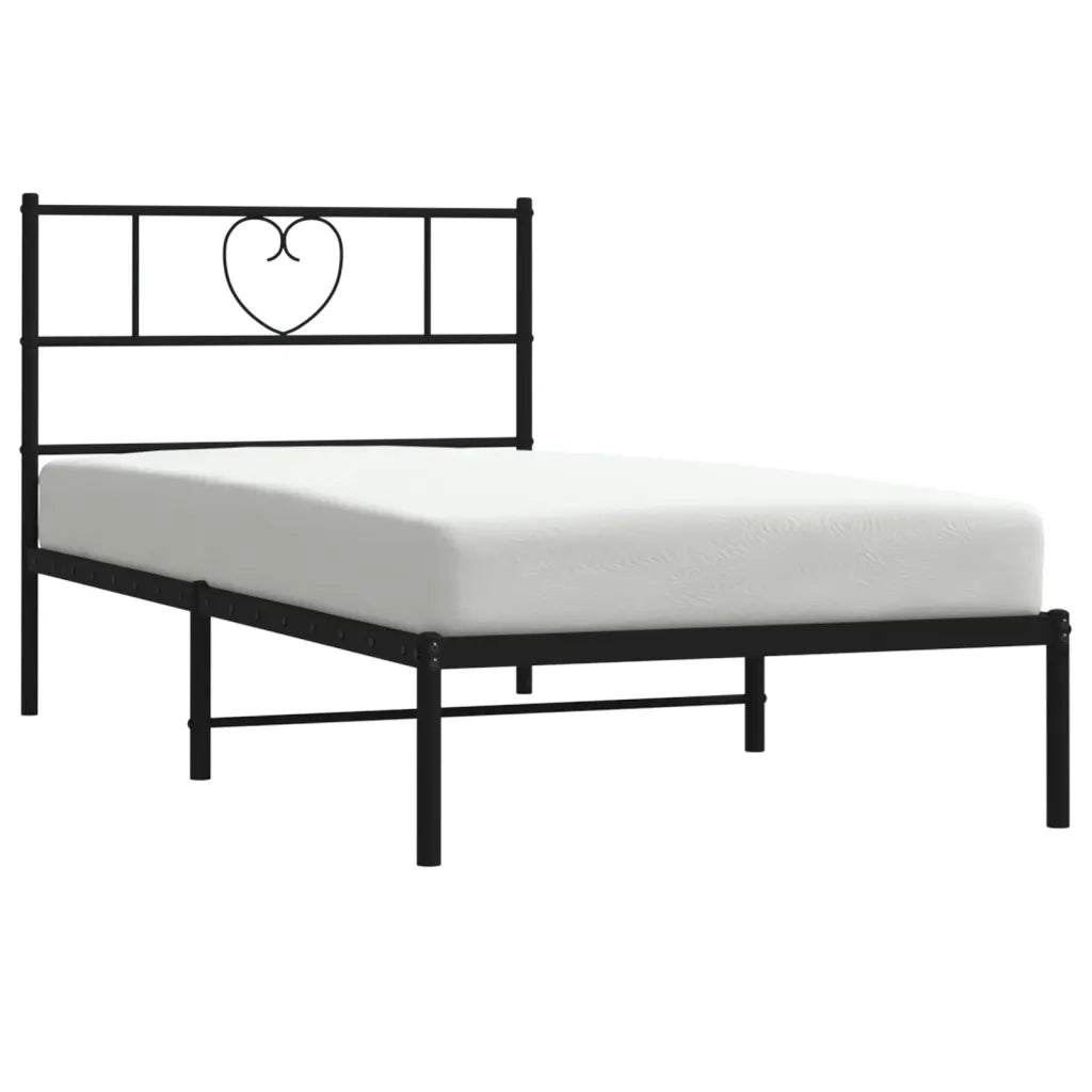 Giroletto con Testiera-Struttura Letto con testiera in Metallo Nero 90x190 cm 113453