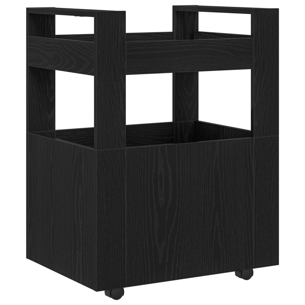 Carrello da Cucina  Nero Rovere 60x45x80 cm Legno Ingenerizzato
