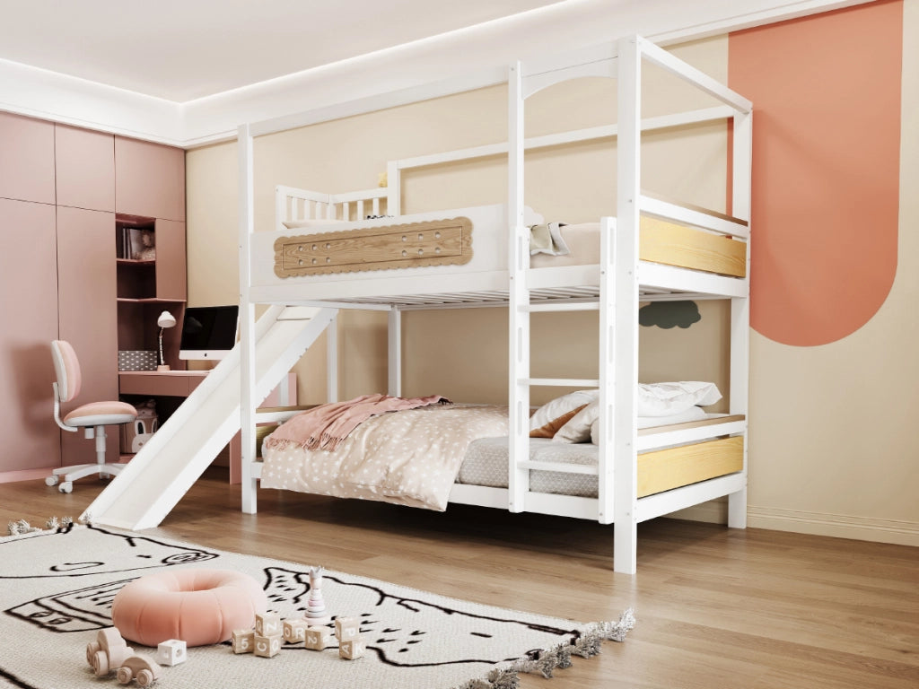 Letto a castello funzione scivolo legno 90x200 cm