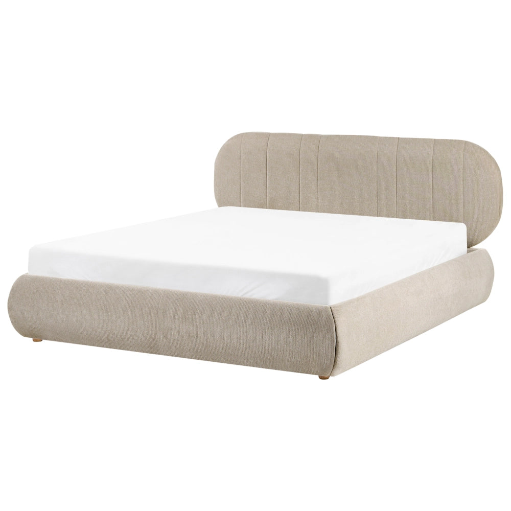 Letto matrimoniale imbottito con struttura a molle a sollevamento trapuntato 160 x 200 tortora e contenitore sollevabile