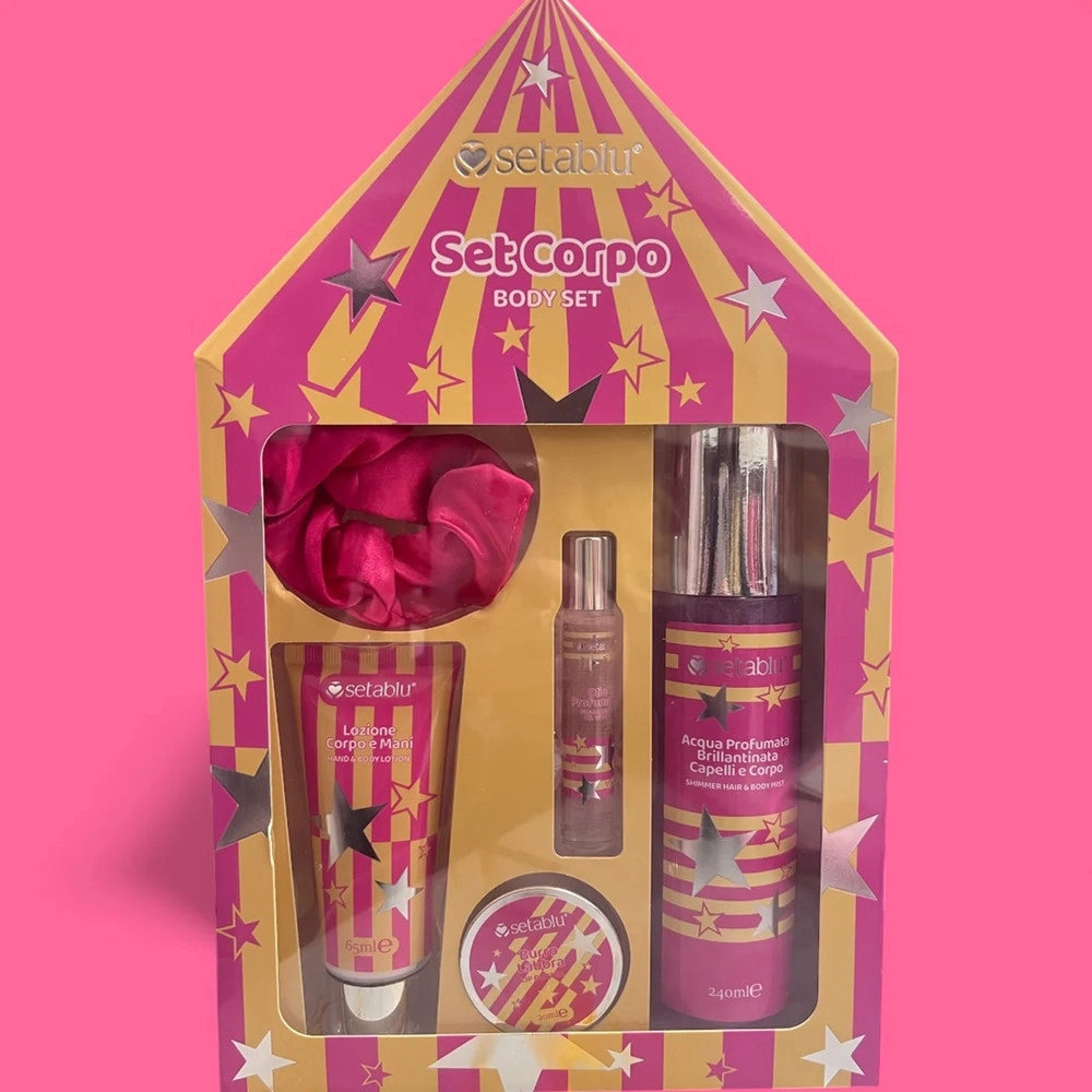 Trade Shop - Set Idea Regalo Per Corpo 4pz Confezione Forma Di Tenda Da Circo Per Cura Routine Bellezza -
