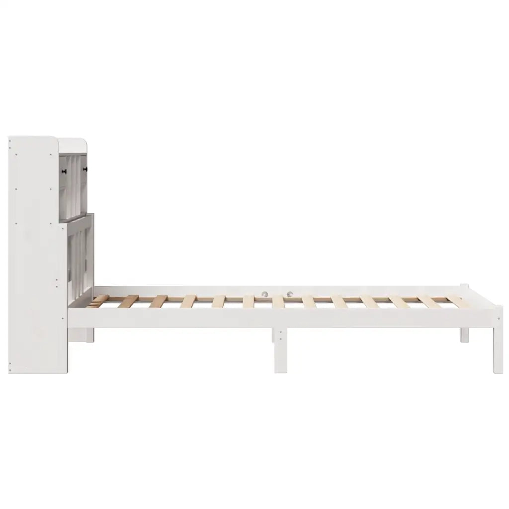 Letto Libreria senza Materasso Bianca 90x200 cm Legno di Pino 3322336