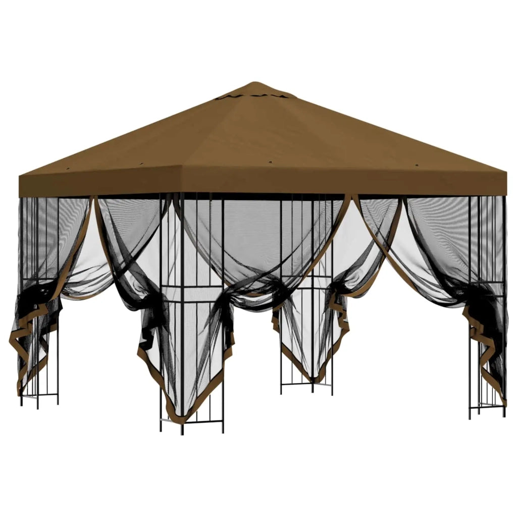 Gazebo da giardino con pareti laterali 3 x 3 m Tortora