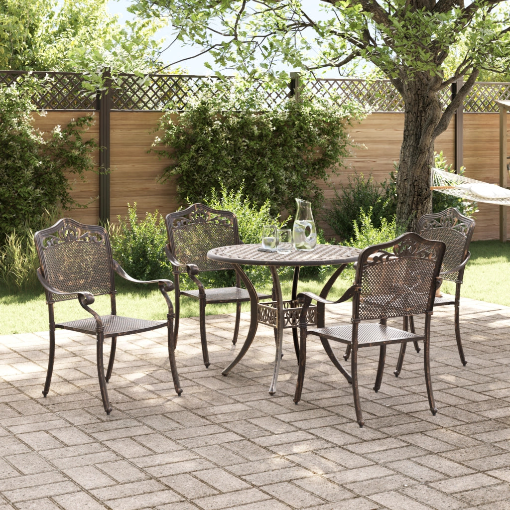 Set da pranzo da giardino in alluminio pressofuso bronzo, 5 pezzi