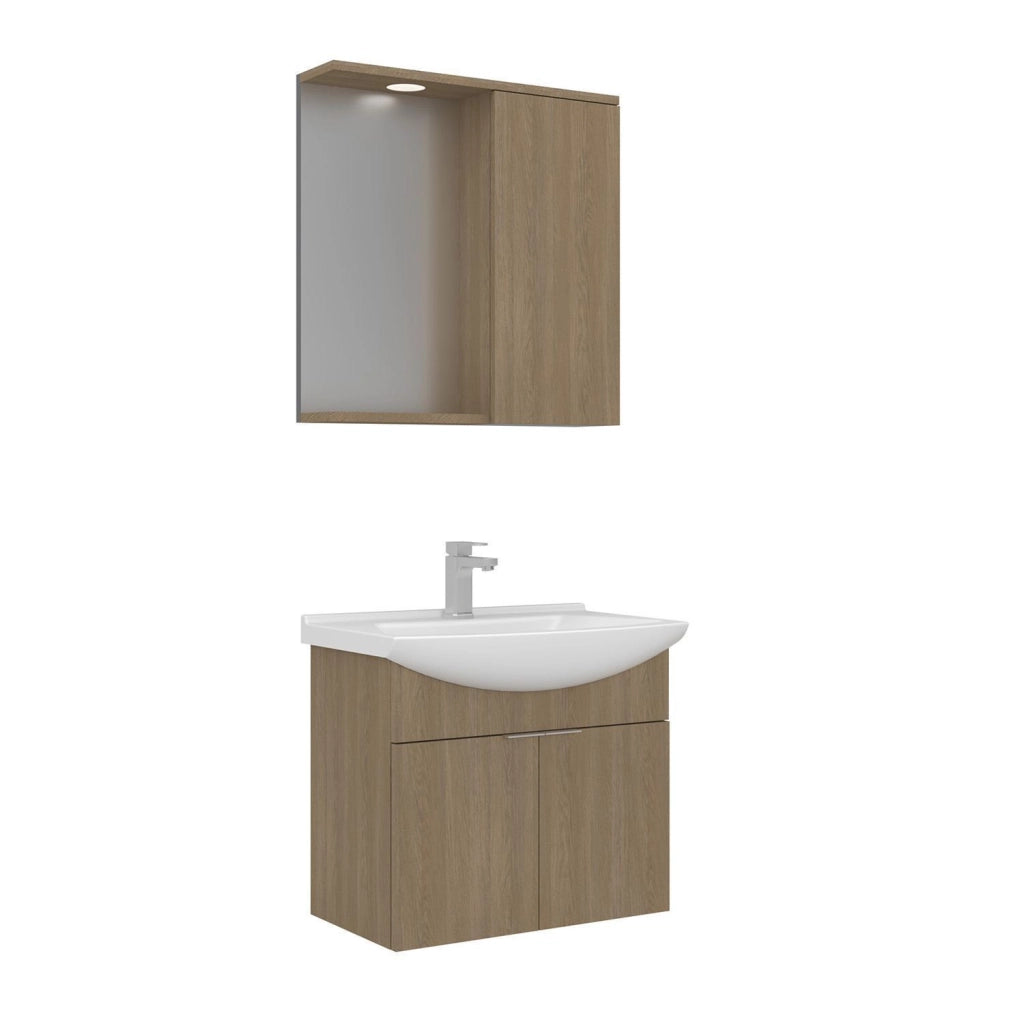 Set mobile lavabo con specchio (2 pezzi) "Purus 65" - 65 x 50 x 58 cm - Rovere