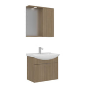 Set mobile lavabo con specchio (2 pezzi) "Purus 65" - 65 x 50 x 58 cm - Rovere