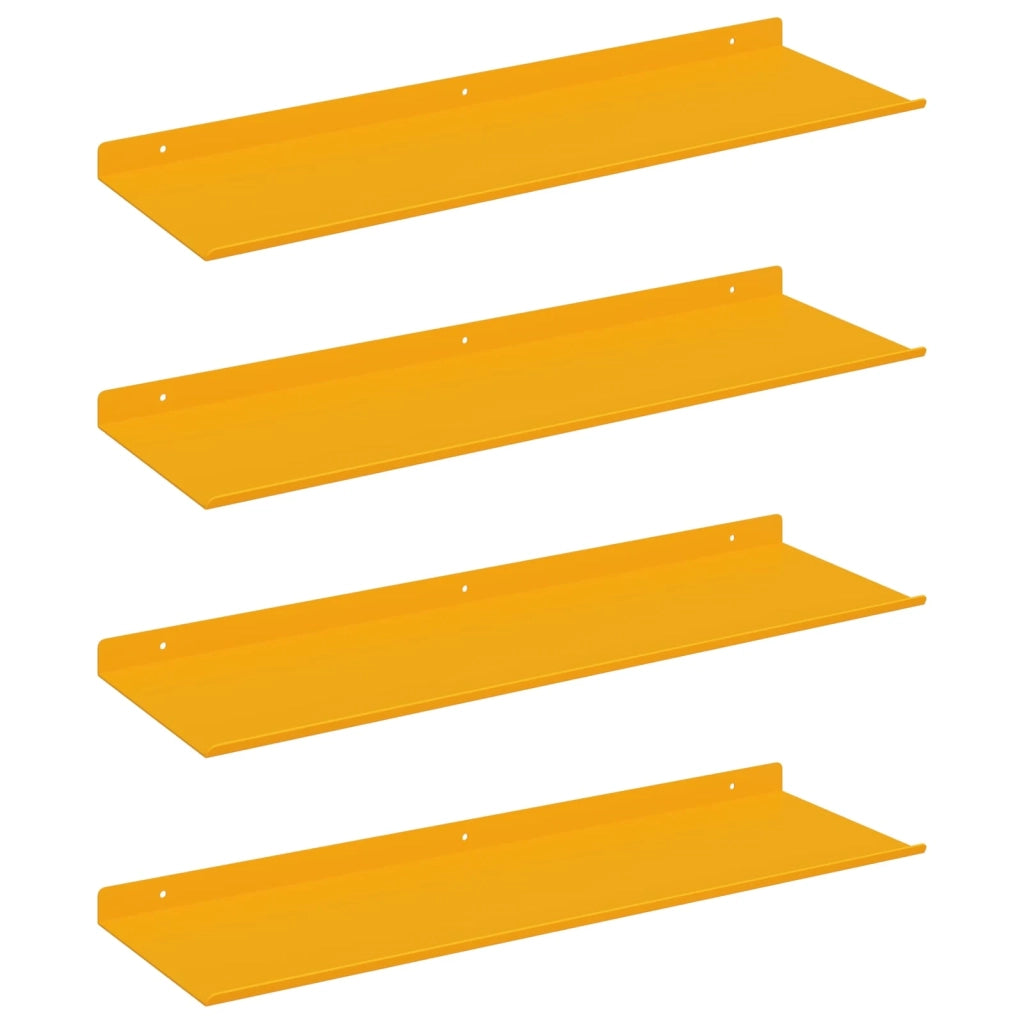 Mensola sospesa 4 pcs Giallo senape 60 x 18 x 2,5 cm Acciaio
