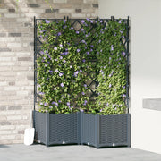 Fioriera da Giardino con Griglia 3 pz Grigio Chiaro 80x80x143 cm