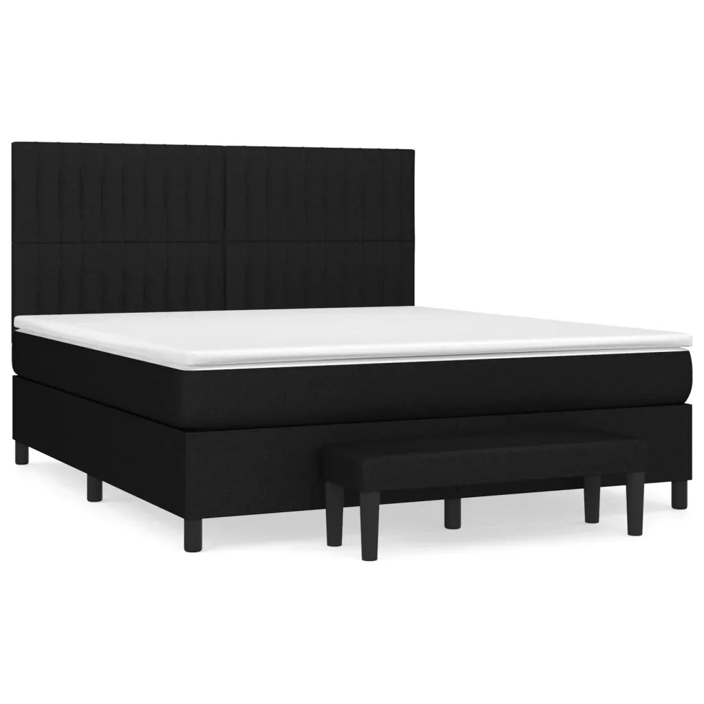 Giroletto a Molle con Materasso Nero 160x200 cm in Tessuto
