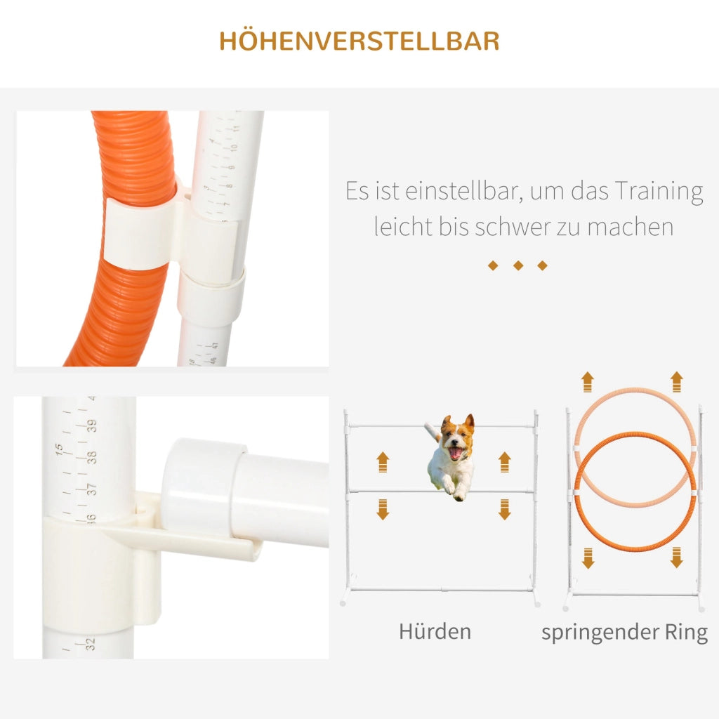 Set Agility per Cani con Tunnel e Ostacoli ¨C zephmum ¨C Blu, Rosso, Bianco, 321x63x93 cm