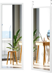Specchio sulla Porta o sul Muro, Specchio a Figura Intera, Specchio Montato al Muro per Camera da Letto Salone Spogliatoio,120 x 37 cm (Bianco)