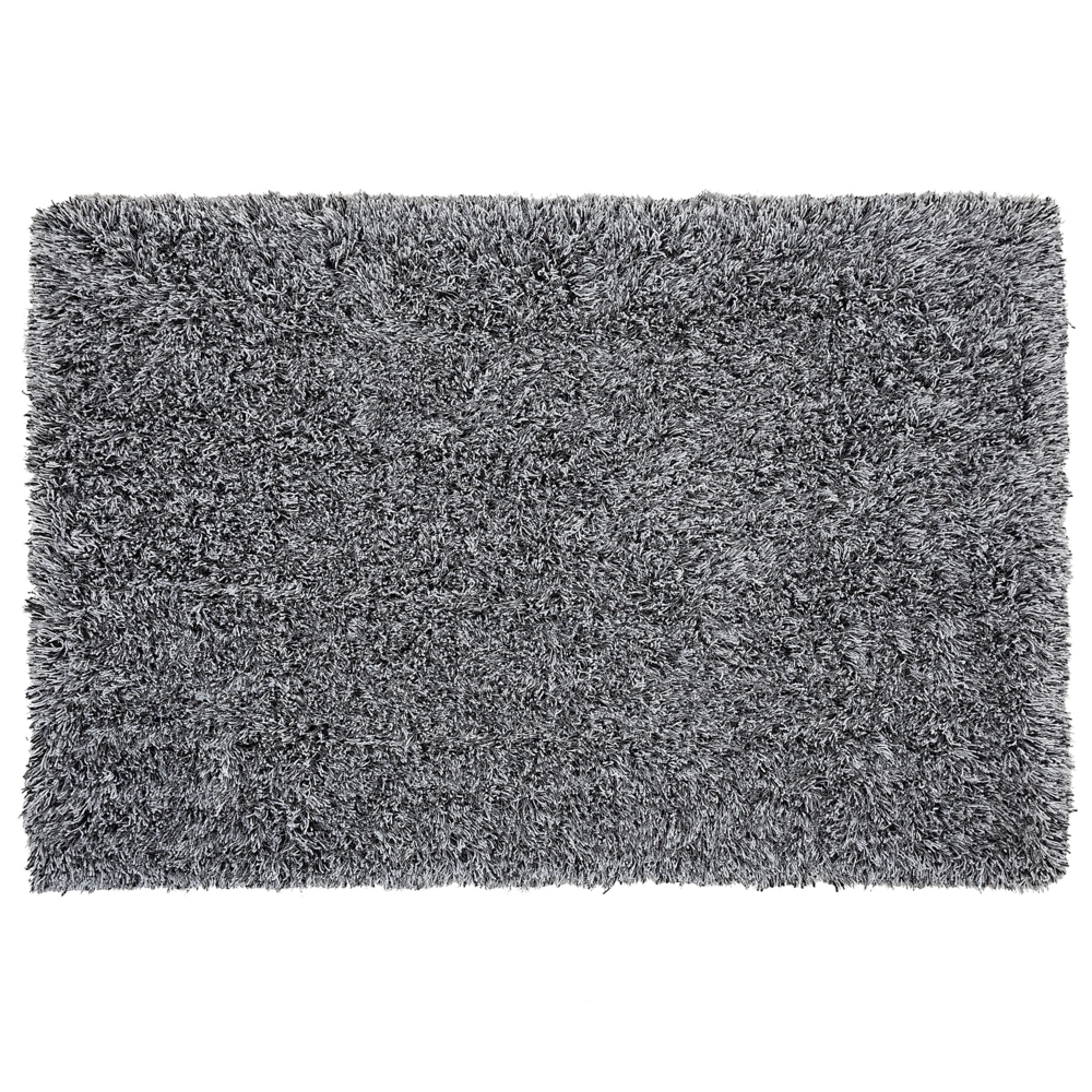 Tappeto Shaggy Tappeto a pelo lungo Solido poliestere bianco e Nero Rettangolare 160 x 230 cm