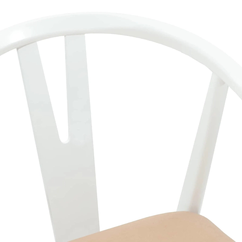 Sedia da pranzo 2 pcs Bianco e marrone Legno di gomma solido