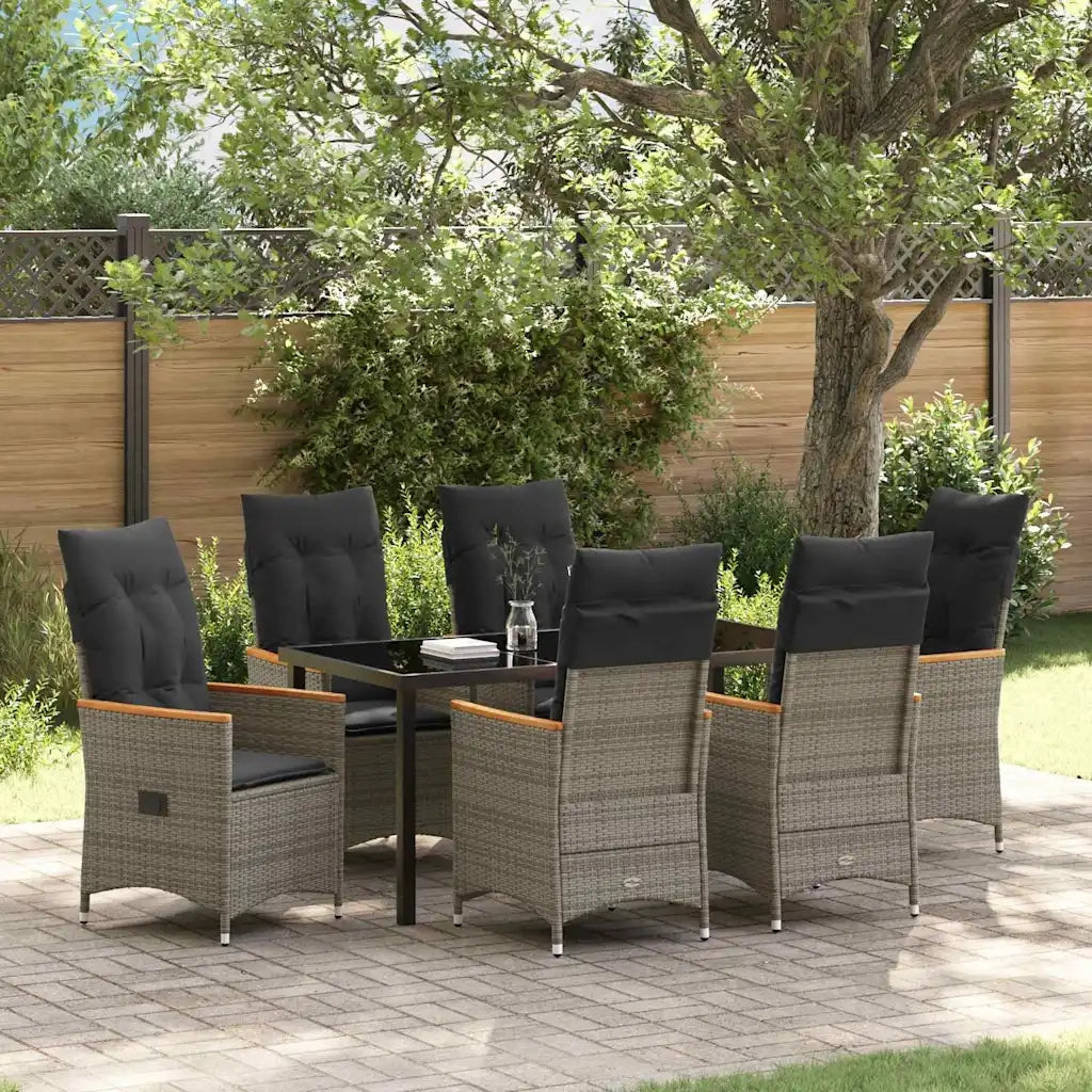 Set da Pranzo per Giardino con cuscino 7 pcs Grigio polyrattan 3379622