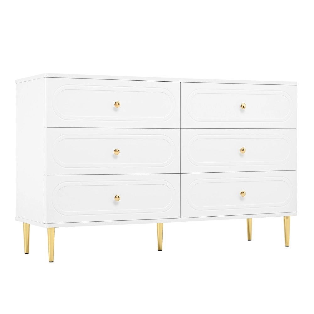 Credenza con 6 Cassetti ¨C MINIMAL ¨C Bianco, Metallo, Moderno, Soggiorno