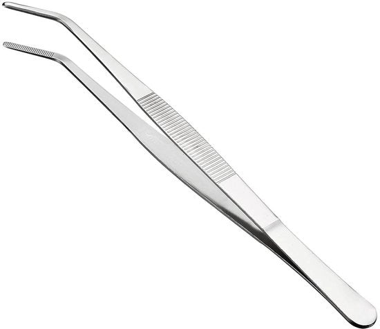 Pincetta da cucina multifunzionale 25,5 cm - Punta curva - Acciaio inossidabile - Precisione - Presa sicura