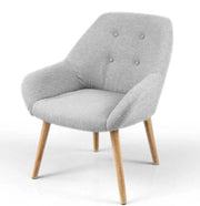POLTRONA CON SEDUTA IN TESSUTO E GAMBE IN LEGNO 67 X 66 X 81 CM COLORE GRIGIO