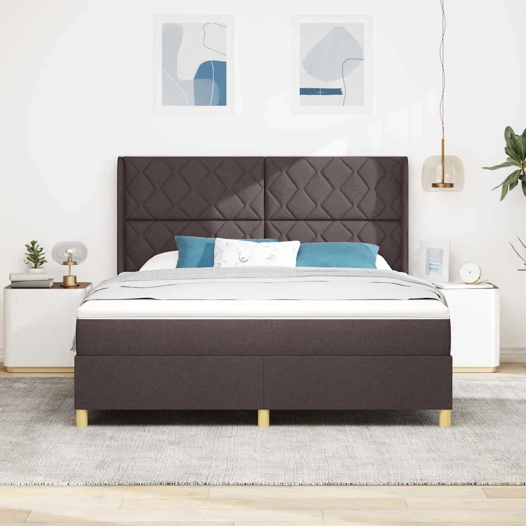 Letto a molle con strisce LED Marrone 180 x 200 cm Tessuto 3343773