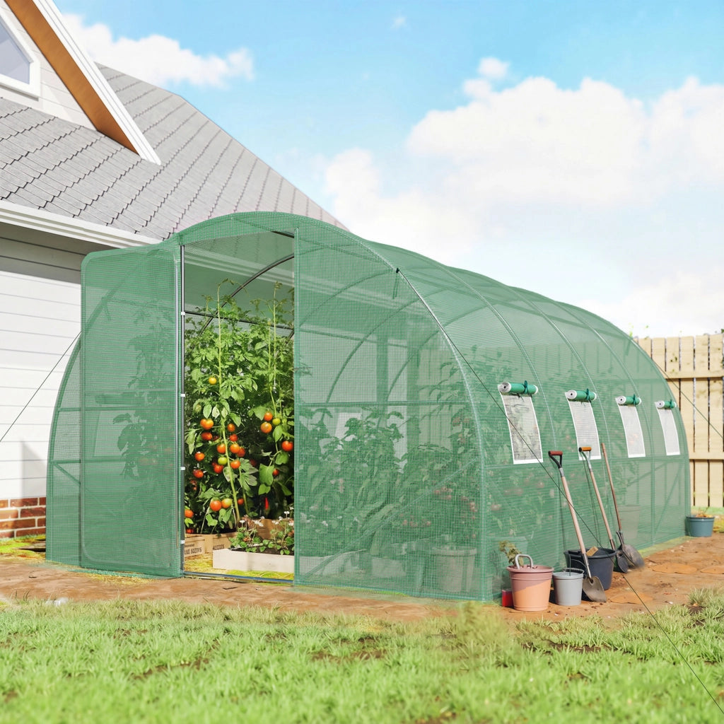 Serra Tunnel da Giardino 12m2 ¨C Xylo ¨C 295x400x200cm Verde con Porta e 8 Finestre