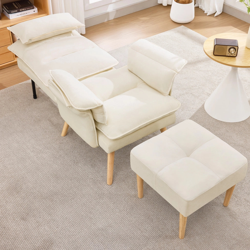 POLTRONA Relax con poggiapiedi 85x78,5x112 cm in lino beige