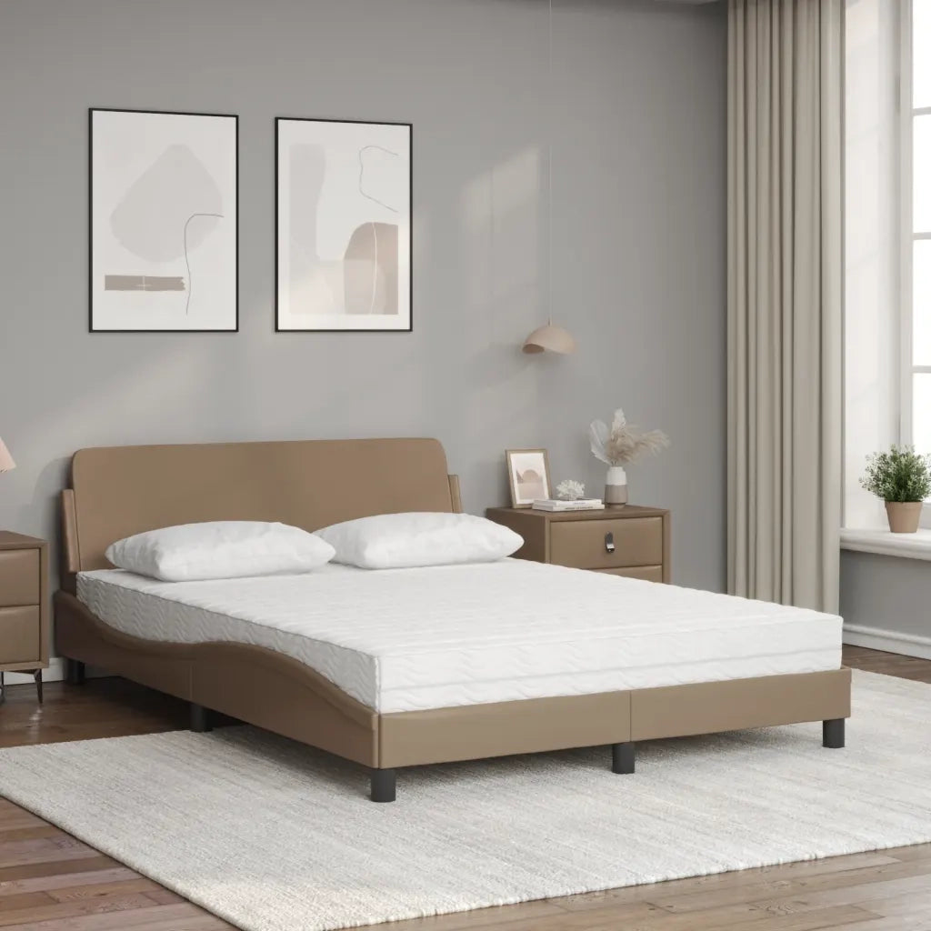 Letto con Materasso Dover Cappuccino 140x200cm Similpelle