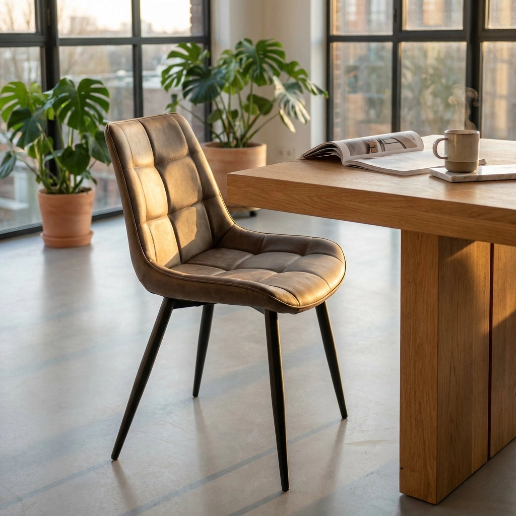 Poltrona per Sala da Pranzo in Ecopelle Metallo cm 44x50x83 - WINNY