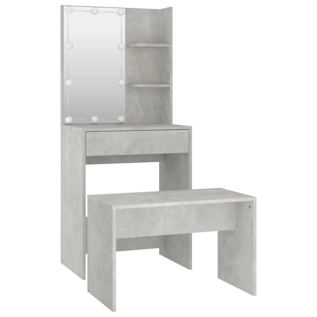 Tavolo da toeletta tavolo da trucco sgabello mobili di design mobili per camera da letto con illuminazione a LED 60 x 40 x 140 cm legno ingegnerizzato grigio 02_0006407