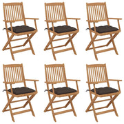 Sedie da Giardino Pieghevoli 6 pz con Cuscini Massello Acacia cod mxl 8473